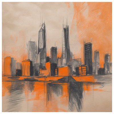 Rideaux de douche Orange City Skyline