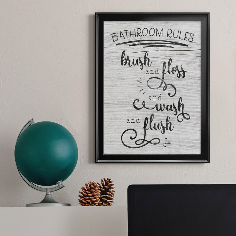 " Bathroom Rules ", 18.5" H x 24.5" W x 1.5" D, Black