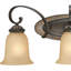 Applique murale 3 lumières Bristol d'intérieur en bronze rétro avec baignoire ou meuble-lavabo doré antique et abat-jour en verre sépia