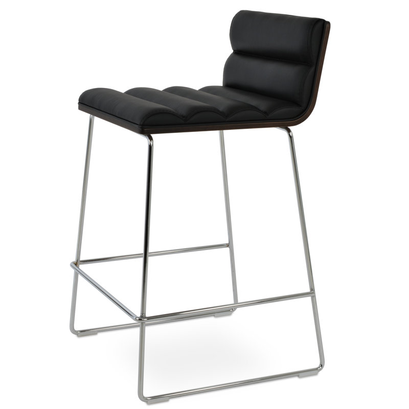 Corona Comfort Wire Bar & Counter Stool, Faux Leather-Black, Counter Stool (24" Seat Height)