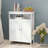 Bathroom Standing Storage Cabinet with Double Shutter Doors, Floor Cabinet with Adjustable Shelf & Open Shelf