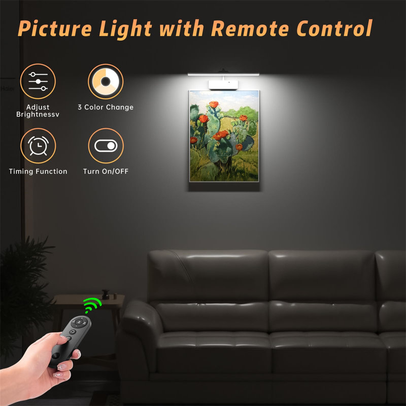 Battery Powered LED Wall Mount Picture Light, Natural