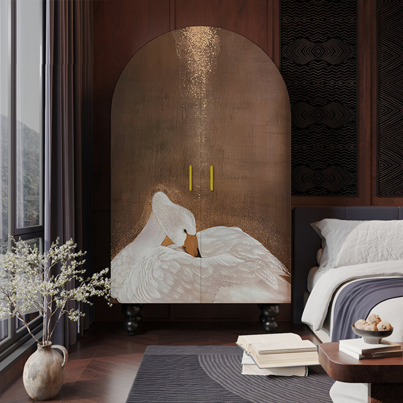 Armoire garde-robe rétro à double porte peinte