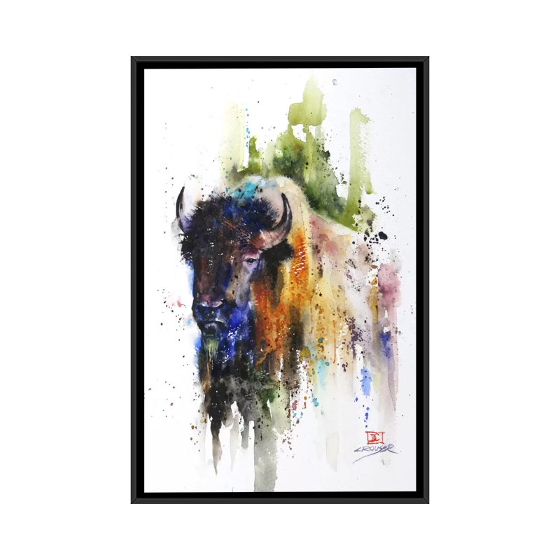 Yak par dean crouser,, reproduction d’art sur toile tendue, H 26 po x l 18 po x P 1,5 po, Toile encadrée noire, Pas de tapis