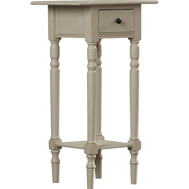 Malmesbury Solid Wood End Table with Storage, Vintage Gray