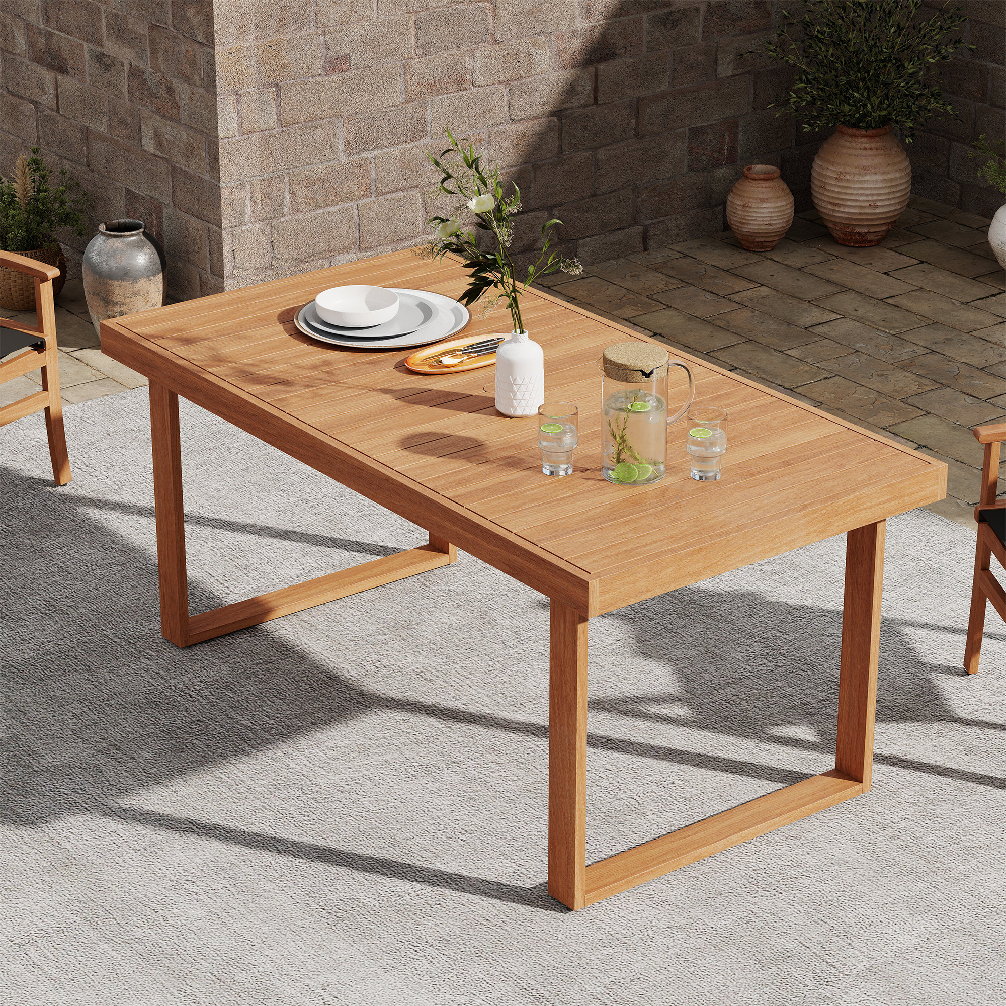Duval 67" Acacia Outdoor Dining Table, Brown
