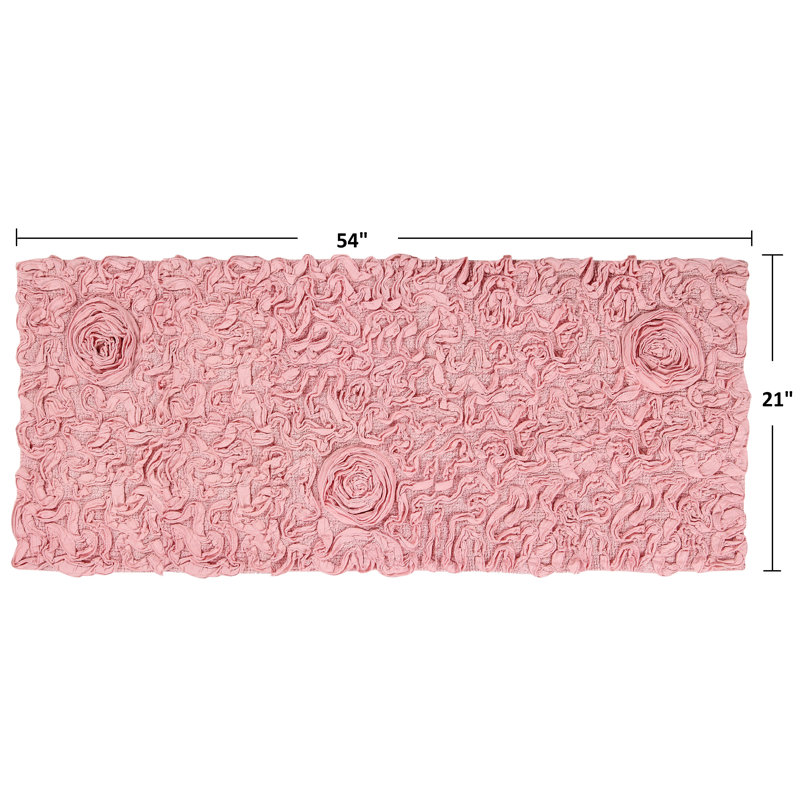 Skak Cotton Bath Rug, 21" W x 54" L, Pink