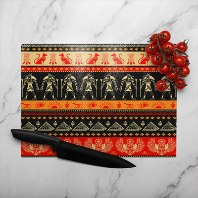 Egyptian Heiroglyphs In Glass Chopping Board