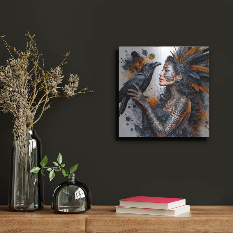  «Raven» par Rey Klimt, art mural en métal, 12 po x 12 po, H 12 po x l 12 po