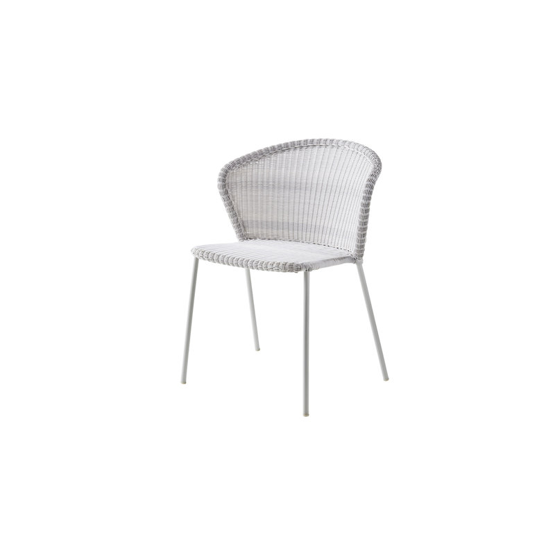 Lean Stacking Patio Dining Side Chair with Cushion, White