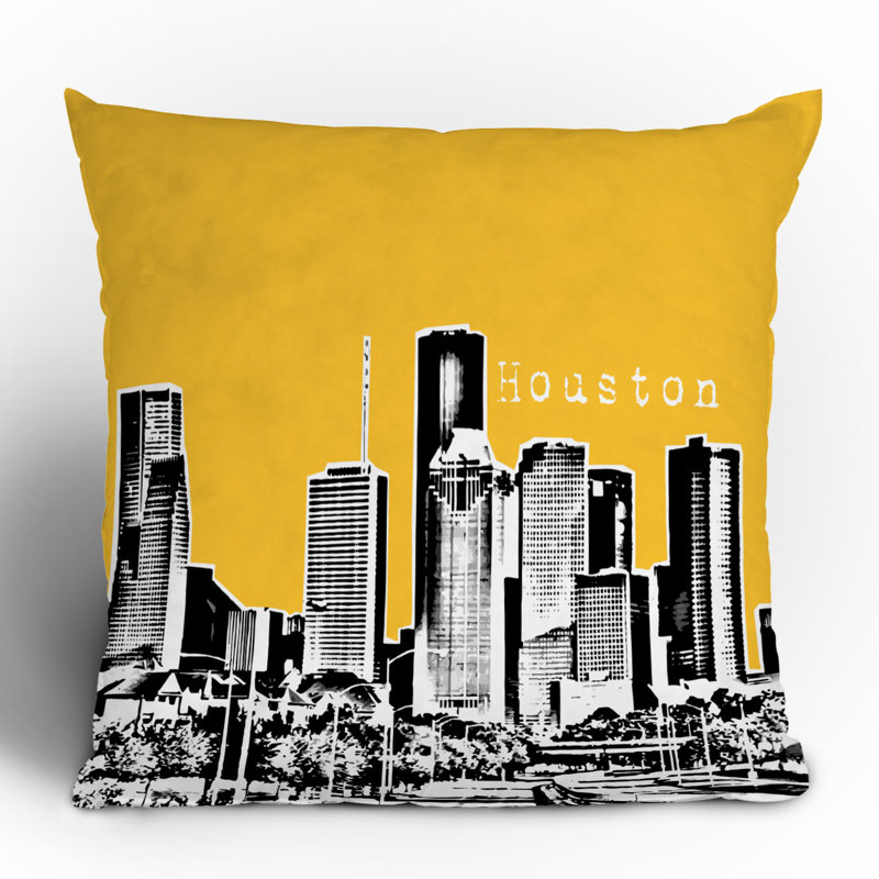 Coussin houston Bird Ave, 16 po x 16 po, Jaune