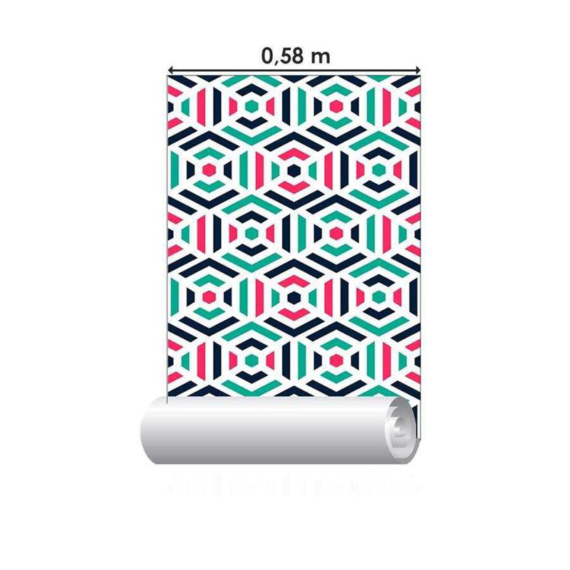 Rouleau de papier peint adhésif Ahshanti, Vert / bleu, L 126 po x l 24 po