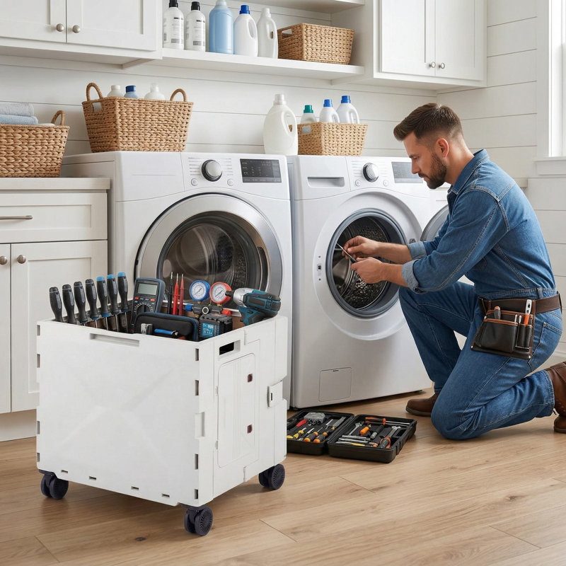 Chariot de transport robuste pliable à grande capacité de charge de 330 lb avec 4 roues tout-terrain pivotantes à 360 ° résistantes à l'usure, porte-gobelet pratique intégré et poches de rangement latérales