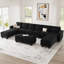 Canapé modulaire en L en velours de forme allongée en forme de U avec canapé de salon et canapé de repose-pieds Shavera-217760122