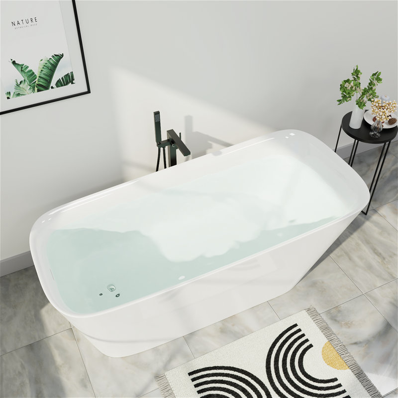 Baignoire de trempage autoportante 59 po. X 28 po. Slipper, Blanc
