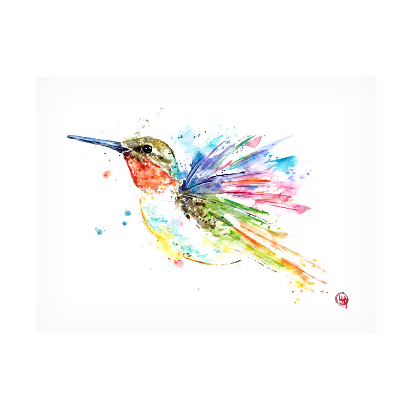 Lisa Whitehouse Hummingbird - art sur toile rubis, H 14 po x l 19 po