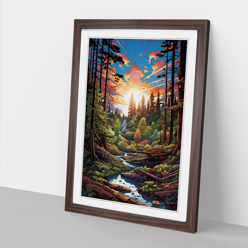 Single Picture Frame Print on Wood, 64cm H x 46cm W, Walnut Framed