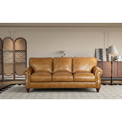 Ellard Genuine Leather Rolled Arm Sofa