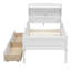 Lit plateforme simple en bois avec éclairage à DEL intégré, tête de lit multifonctionnelle, garde-corps et 2 tiroirs-1874659108