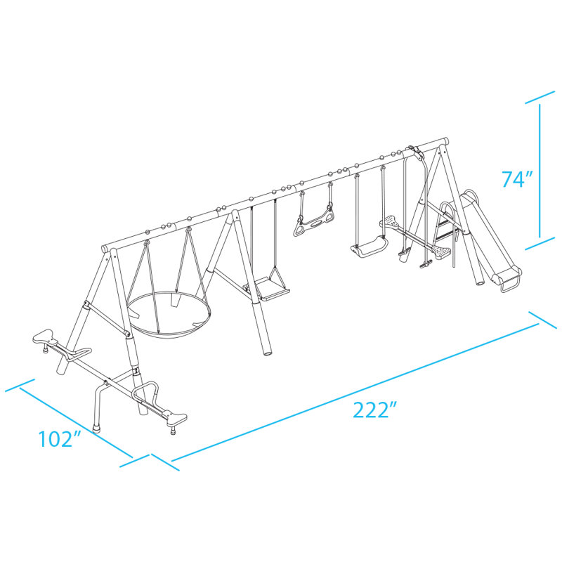 Deerfield Metal Swing Set with Slide and See-Saw