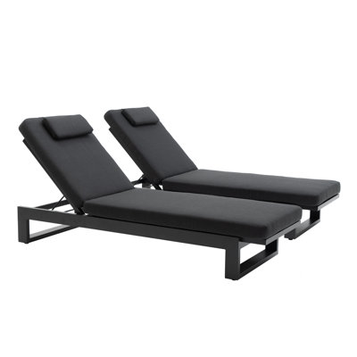 Raziye Outdoor Aluminum Chaise Lounge - Set of 2 by Hokku Designs