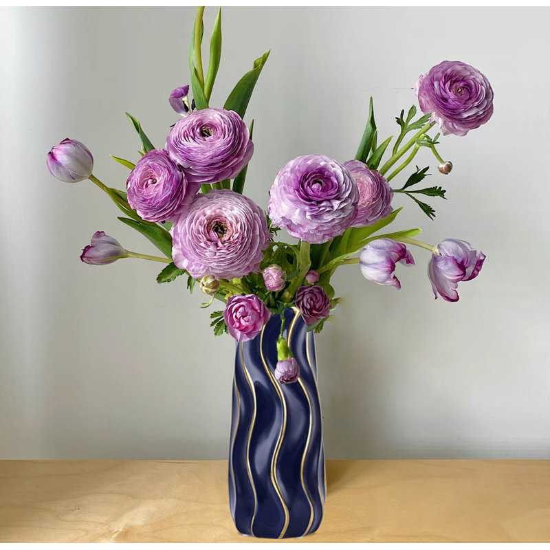 Ceramic Vase, Minimalist Flower Vase, Boho Decorative Vase For Home Decor, Blue