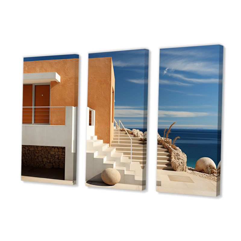 «Beach House Architecture Dream Retreat I», ensemble d'art mural sur toile bord de mer, H 40 po x l 60 po x P 1 po