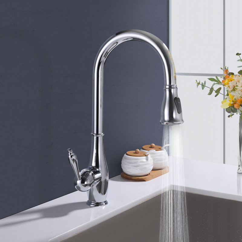 Robinet d'évier de cuisine à poignée simple en acier inoxydable avec bec pivotant sur 360 ° Topcraft