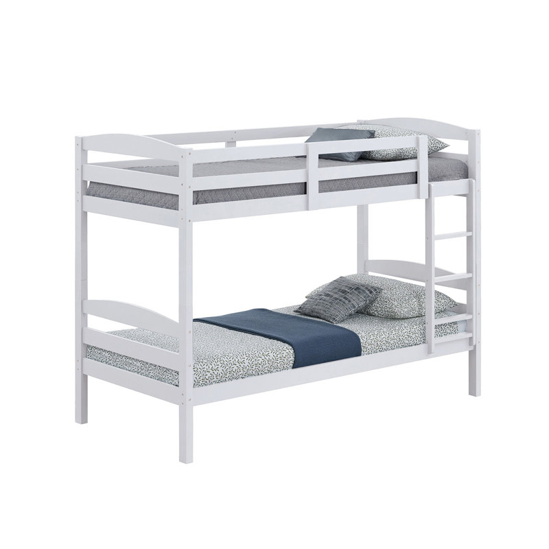 Twin Over Bunk Bed, White Arch Slat Design, Solid & Engineered Wood, Transitional Style, Insert Lock, Bedroom Eminence Joint, Accent