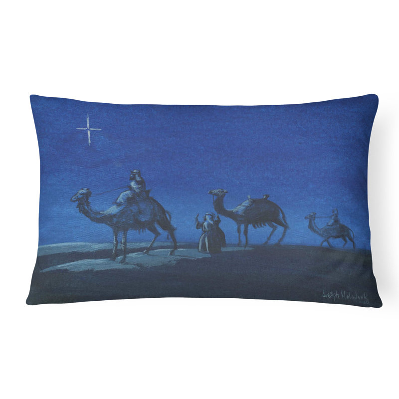 Outdoor Throw Pillow, Wise Men in Blue
