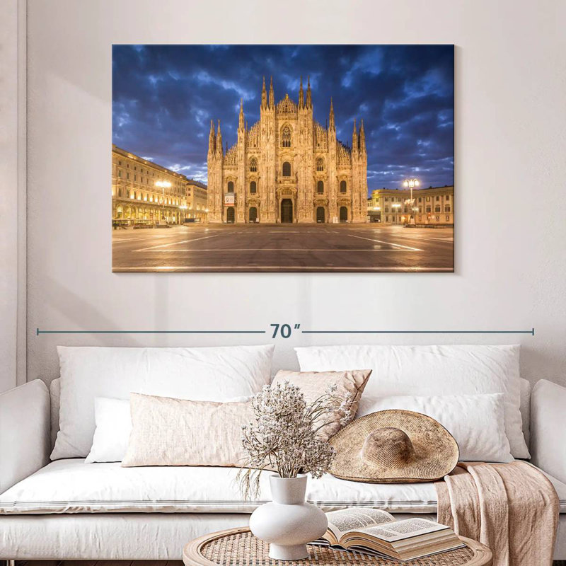 La cathédrale de Milan la nuit, H 32 po x l 48 po