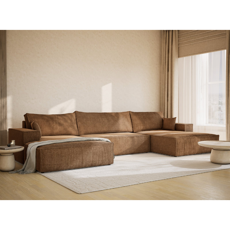6 Seater Reclining Corner Sofa , Brown