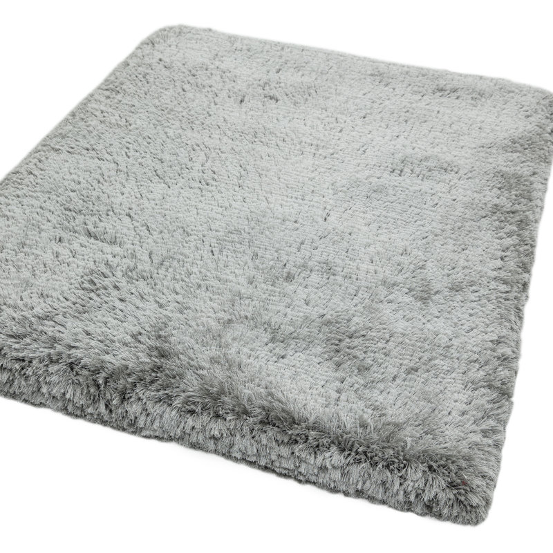 Plush Deep Pile Shaggy Silver Rug, Rectangle 140 x 200cm