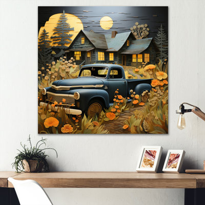 Camionnette jaune - Rustic Rides III - impression