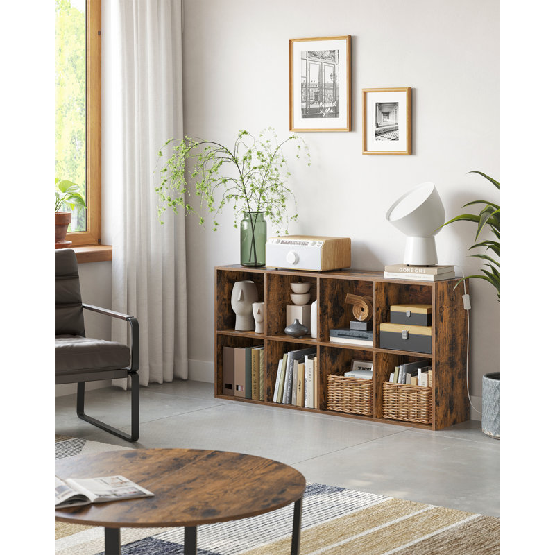 Carrie 129.5cm H x 65.5cm W Cube Bookcase, Rustic Brown