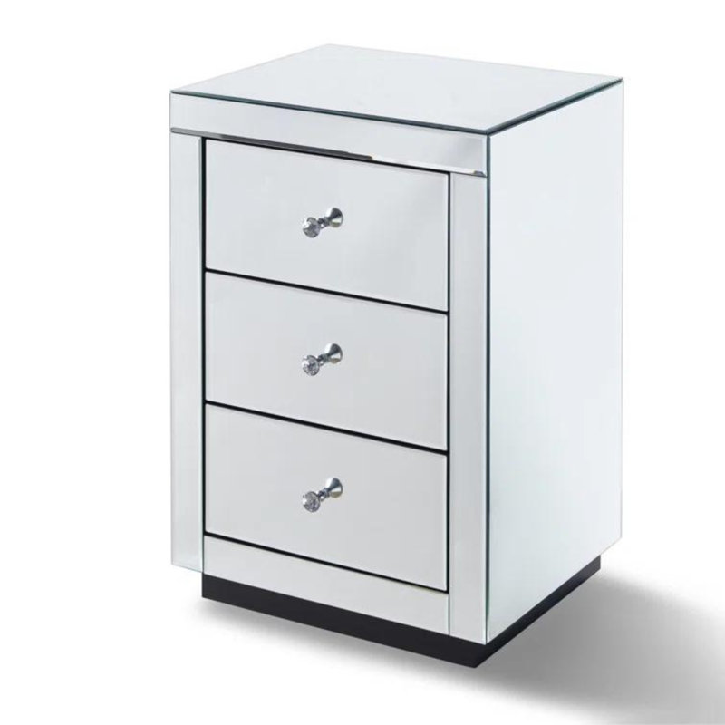 Izaeh Mirrored 3-Drawers Nightstand