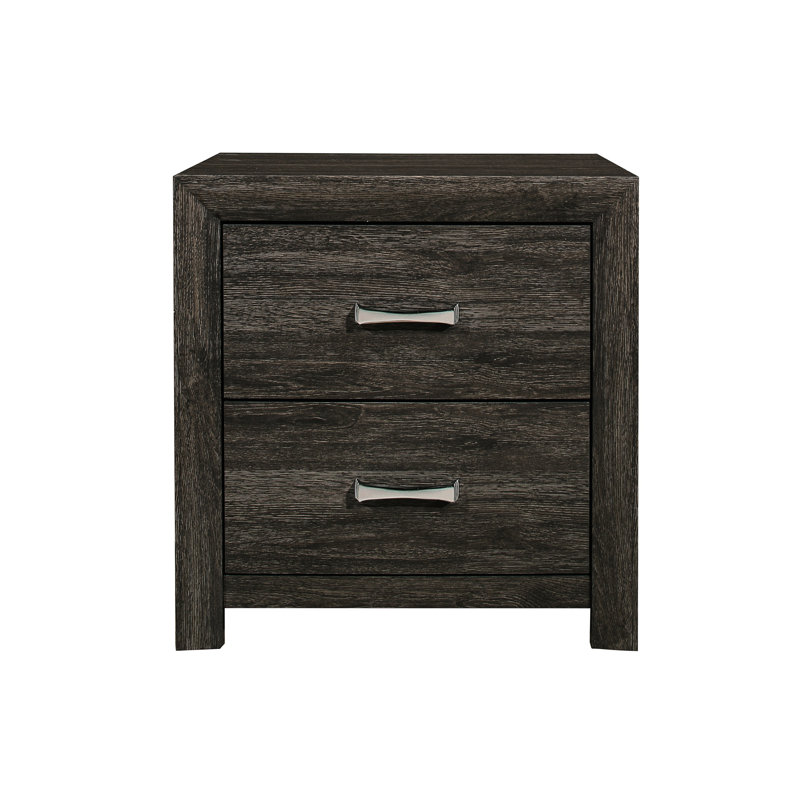 Table de chevet gris foncé avec 2 tiroirs, table de chevet moderne en similibois, tiroirs décoratifs