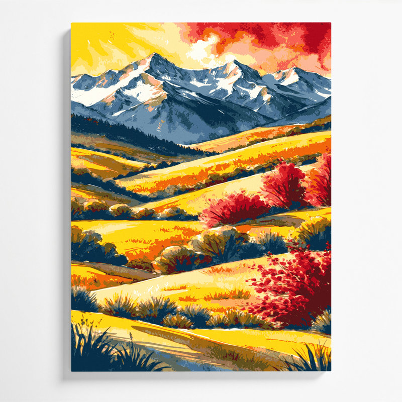 Aquarelle, paysage, 18, toile grise, art mural, H 20 po x l 24 po