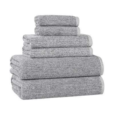 Amberg Viscose Cotton Blend Medium Weight Textured Ribbed 6 Piece Towel Set
