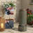 Modern Tiered Column Cascading Water Fountain with LED Lights & Planter, 33" Tall Resin Outdoor Water Feature for Garden Patio Decor-2119405271