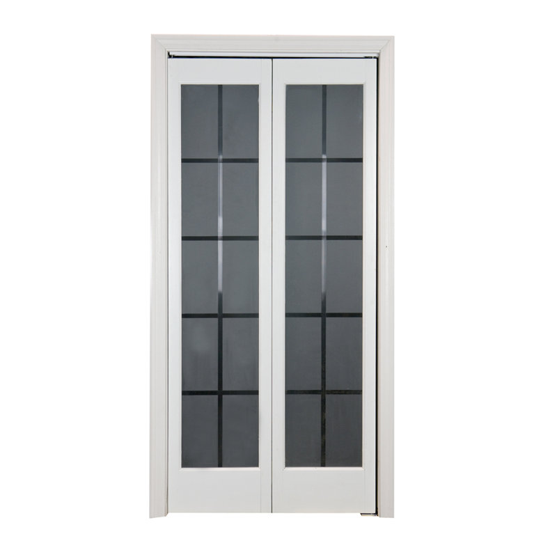 Porte pliante en verre, 36 po x 80,5 po, Blanc