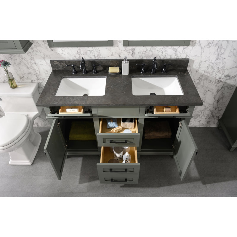 Ensemble de meuble-lavabo double 54 po Fredy, Étain, vert