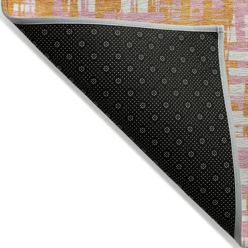 Tapis orange lavable intérieur / extérieur Zarifa , 8 pi x 8 pi