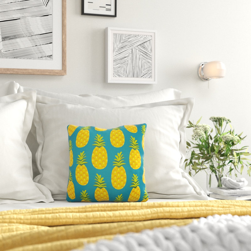 Coussin intérieur/extérieur d’ananas, Rose, 18 po x 18 po