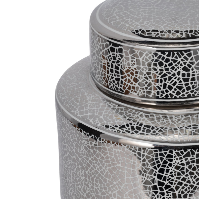 Stoneware Ceramic Decorative Jar with Traditional Design and Crackle Glaze Detailing for Modern Versatile Display in Transitional Home Decor and Timeless Accent Settings