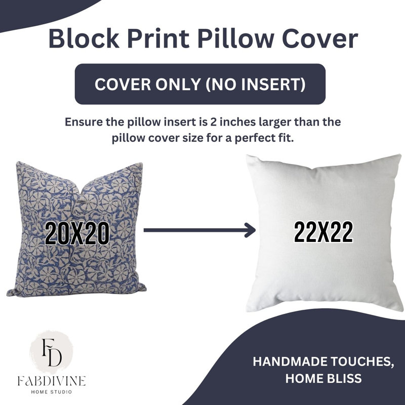 Linen Square Pillow Cover, 18" x 18", Navy/Beige