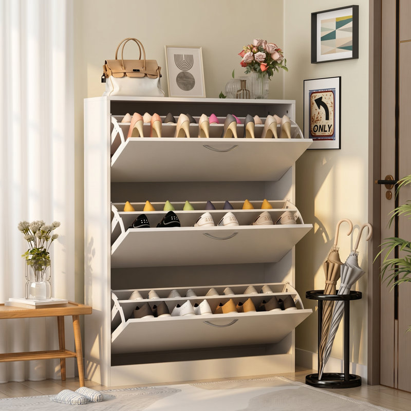 47.2'' H 18 Pair Shoe Storage Cabinet, White