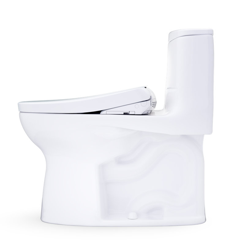 TOTO Ultramax WASHLET+ S7A One-Piece Elongated 1.28 GPF Universal Height Toilet with CEFIONTECT, Cotton White - MW6084736CEFG#01