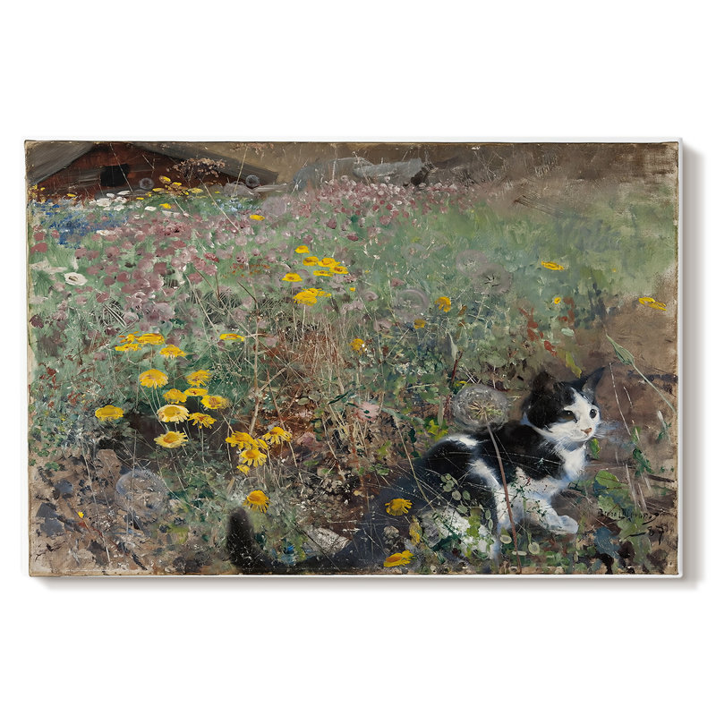 Chat dans un pré d'été - Bruno Liljefors - Toile tendue avec châssis - 1887, 32 x 48