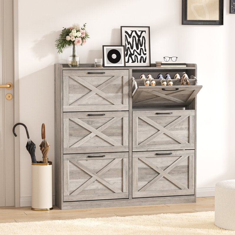 Large Shoe Storage Cabinet, Grey